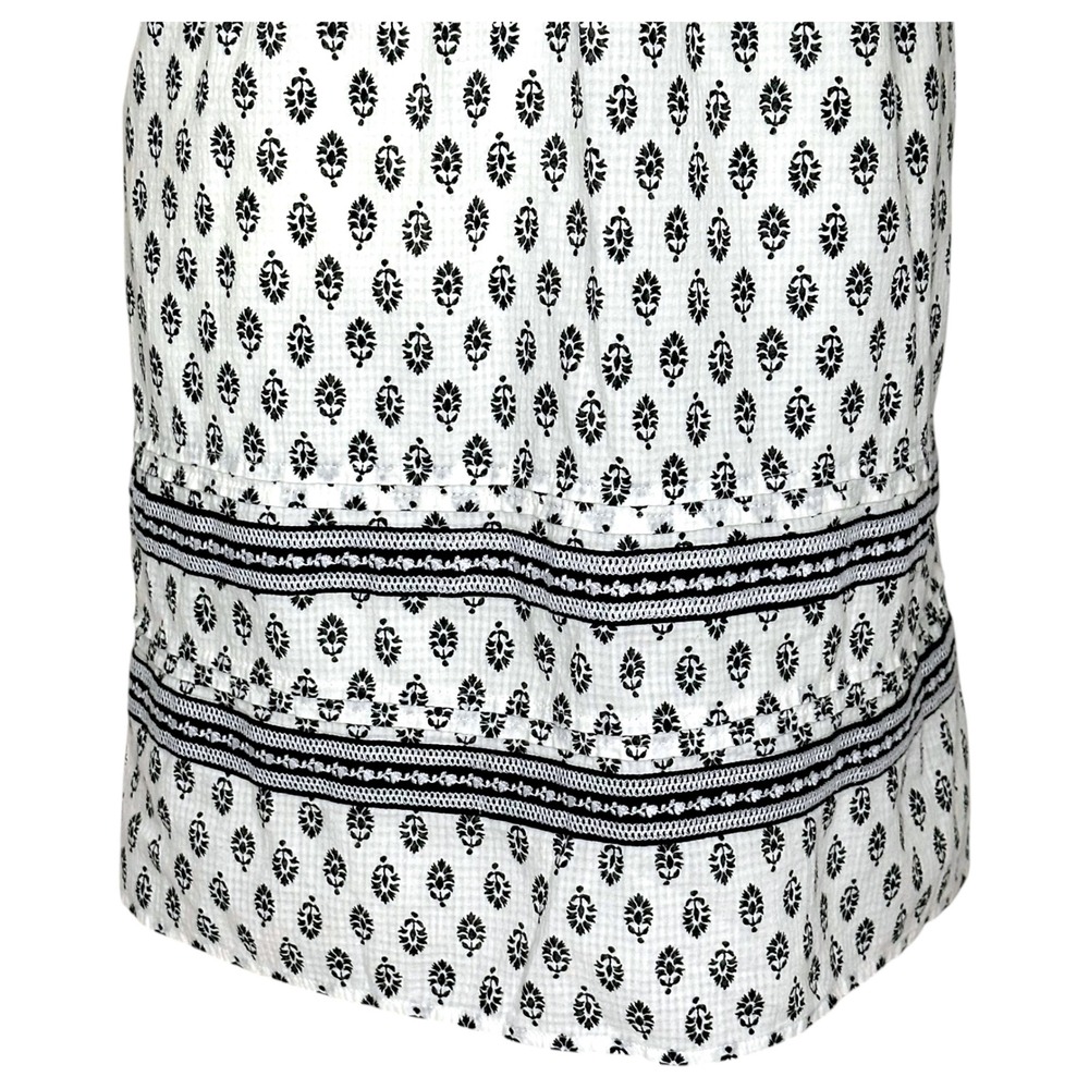 Pure Jill Sleeveless Printed Midi Dress‎ Small Relaxed Flowy Boho Black White - Picture 8 of 13